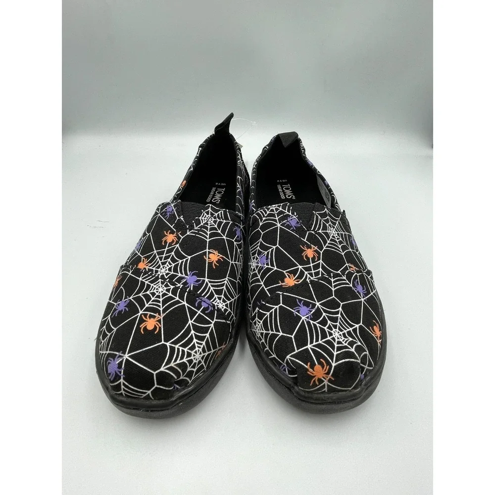 NWOB TOMS‎ Youth Spiders Alpargata Espadrille Shoes Black Glow US 2